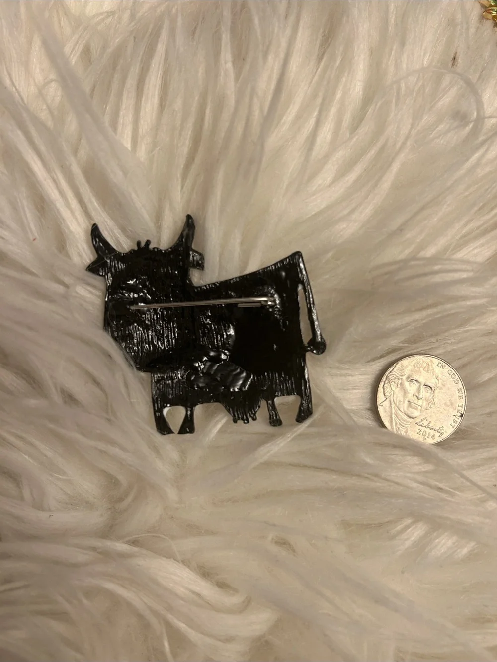 Black Cow-Shaped Enamel Pin